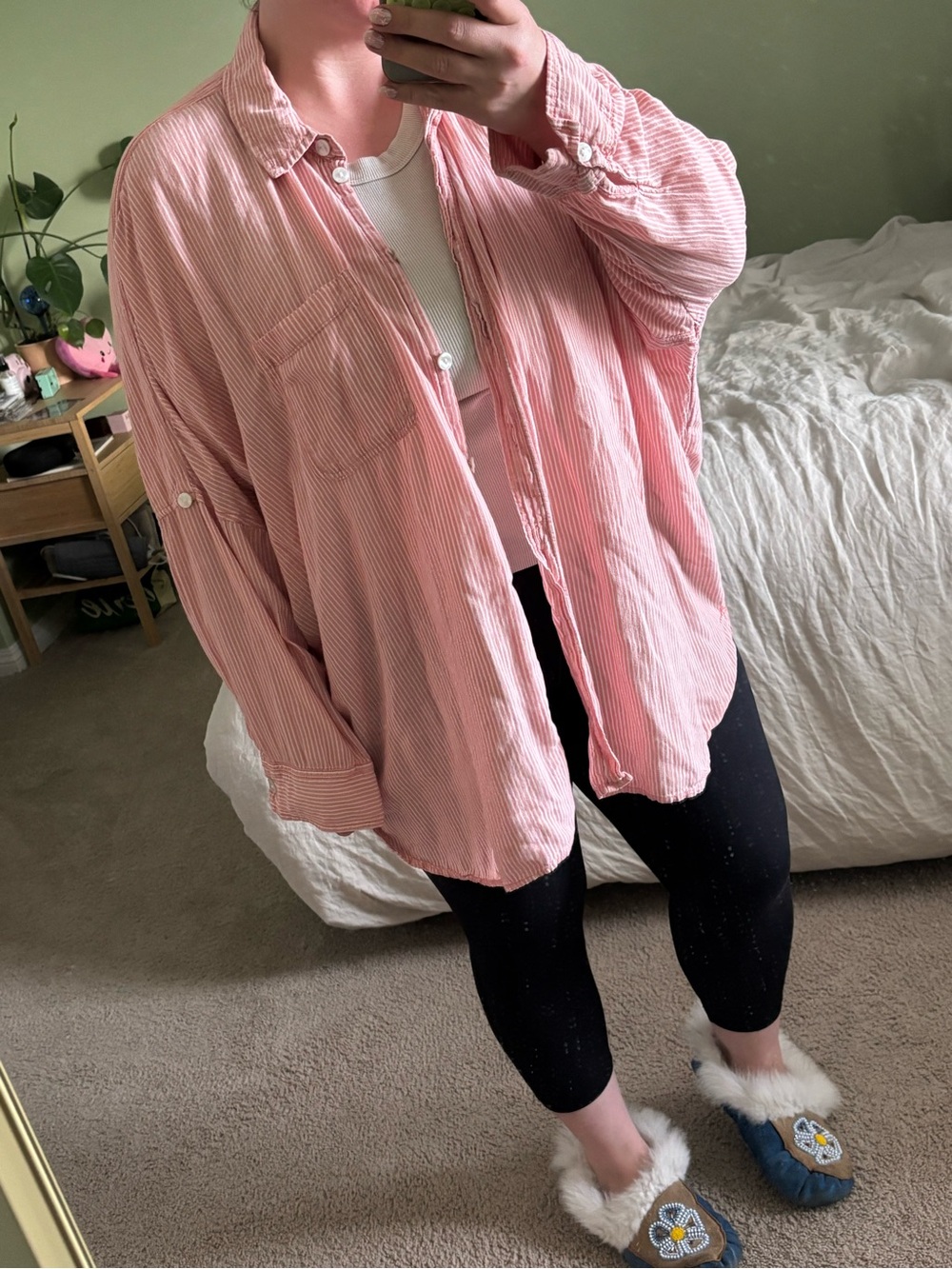 American eagle red striped oversized button down size XL